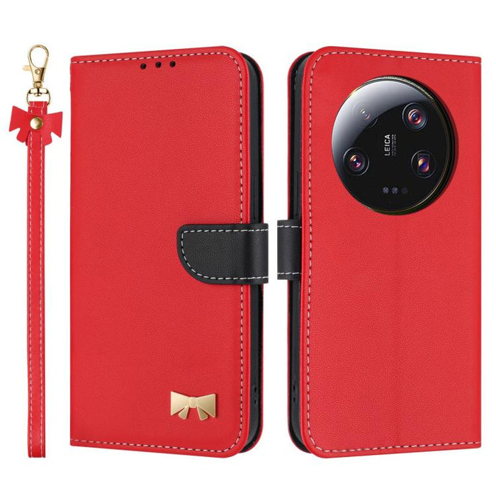 Funda de cuero con lazo metálico para teléfono con correa de mano, For Xiaomi 13 Ultra