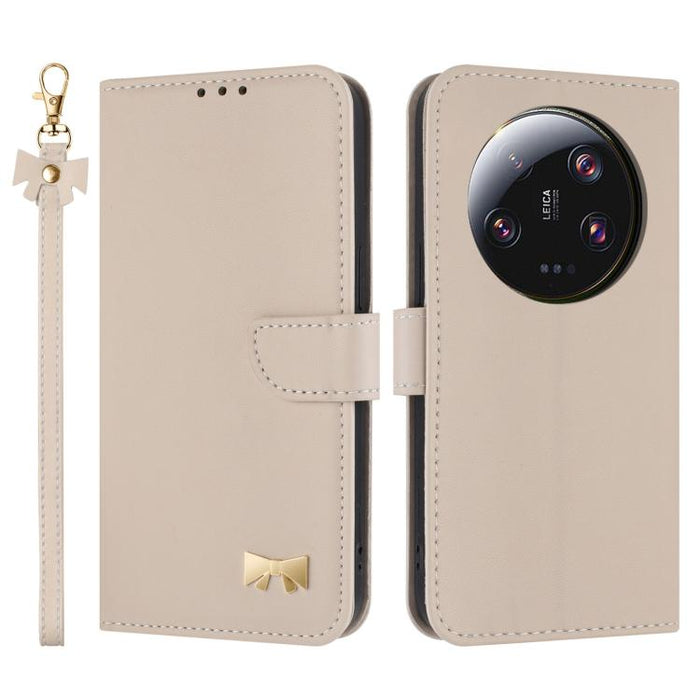 Funda de cuero con lazo metálico para teléfono con correa de mano, For Xiaomi 13 Ultra
