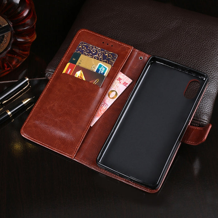 dewei Crazy Horse Texture Funda de cuero con tapa horizontal con soporte y ranuras para tarjetas y billetera