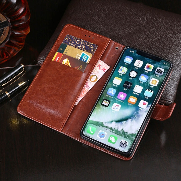 dewei Crazy Horse Texture Funda de cuero con tapa horizontal con soporte y ranuras para tarjetas y billetera