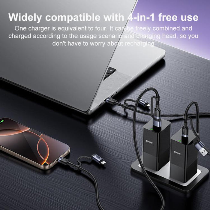 Yesido CA200 1.2m 60W USB / Type-C to Type-C / 8 Pin Fast Charging Data Cable, CA200
