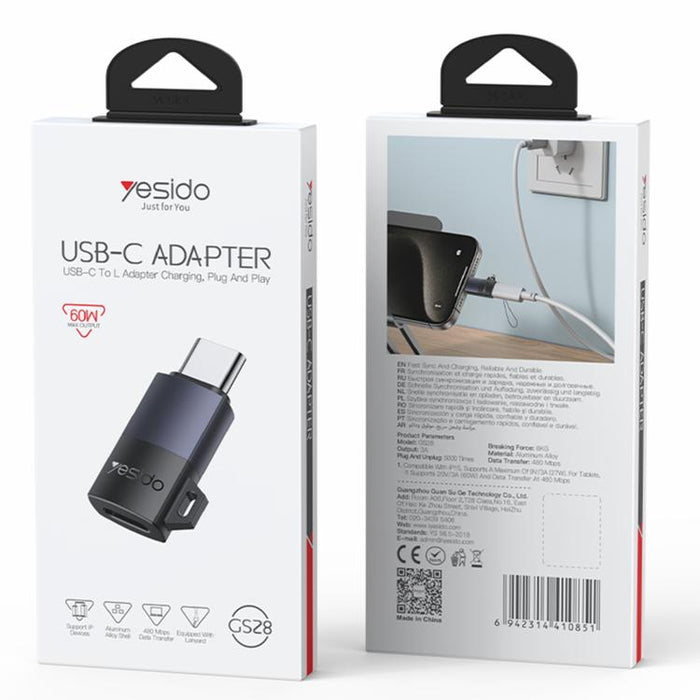 Yesido GS28 8 Pin Female to Type-C Male 60W Charging Adapter, GS28