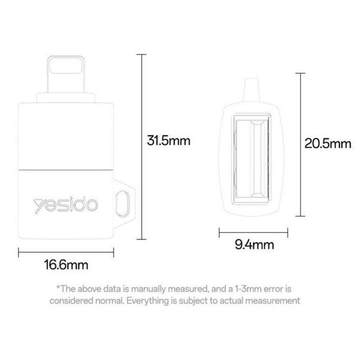 Yesido GS32 USB 2.0 Female to 8 Pin Male 480Mbps Charging Adapter, GS32