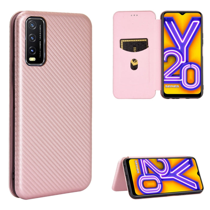 Textura de fibra de carbono Flip horizontal magnético TPU + PC + Funda de cuero PU con ranura para tarjeta, For OPPO Realme V3, For Samsung Galaxy A42 5G, For Vivo Y20 / Y20i (Indian), For Xiaomi Poco X3 NFC, For Xiaomi Redmi K30 Ultra