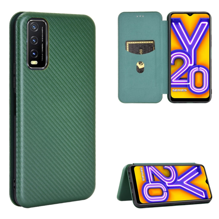 Textura de fibra de carbono Flip horizontal magnético TPU + PC + Funda de cuero PU con ranura para tarjeta, For OPPO Realme V3, For Samsung Galaxy A42 5G, For Vivo Y20 / Y20i (Indian), For Xiaomi Poco X3 NFC, For Xiaomi Redmi K30 Ultra