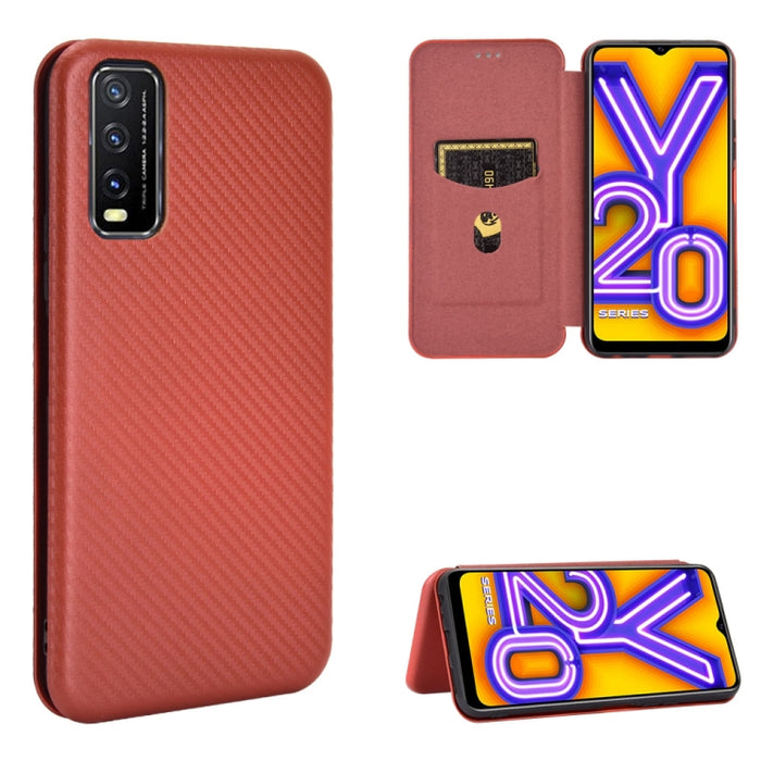 Textura de fibra de carbono Flip horizontal magnético TPU + PC + Funda de cuero PU con ranura para tarjeta, For OPPO Realme V3, For Samsung Galaxy A42 5G, For Vivo Y20 / Y20i (Indian), For Xiaomi Poco X3 NFC, For Xiaomi Redmi K30 Ultra