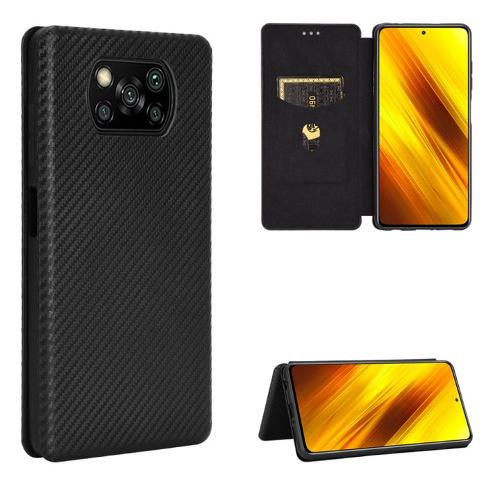 Textura de fibra de carbono Flip horizontal magnético TPU + PC + Funda de cuero PU con ranura para tarjeta, For OPPO Realme V3, For Samsung Galaxy A42 5G, For Vivo Y20 / Y20i (Indian), For Xiaomi Poco X3 NFC, For Xiaomi Redmi K30 Ultra