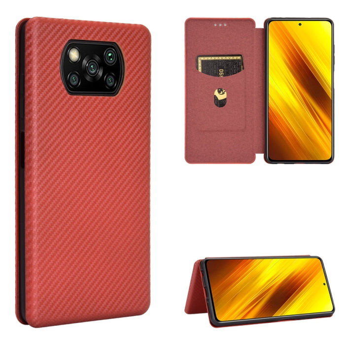 Textura de fibra de carbono Flip horizontal magnético TPU + PC + Funda de cuero PU con ranura para tarjeta, For OPPO Realme V3, For Samsung Galaxy A42 5G, For Vivo Y20 / Y20i (Indian), For Xiaomi Poco X3 NFC, For Xiaomi Redmi K30 Ultra