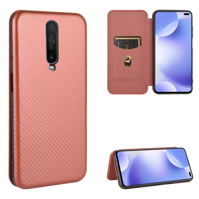 Textura de fibra de carbono Flip horizontal magnético TPU + PC + Funda de cuero PU con ranura para tarjeta, For OPPO Realme V3, For Samsung Galaxy A42 5G, For Vivo Y20 / Y20i (Indian), For Xiaomi Poco X3 NFC, For Xiaomi Redmi K30 Ultra