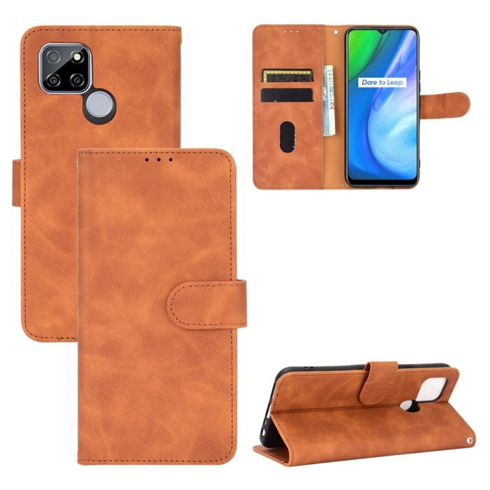 Funda de piel sintética con textura de piel de becerro con tapa horizontal y hebilla magnética con soporte, ranuras para tarjetas y cartera, For OPPO Realme V3, For OPPO Realme X7, For Samsung Galaxy A42 5G, For Vivo Y20 / Y20i (Indian)                ...