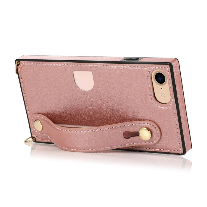 Correa de muñeca PU + TPU Estuche protector a prueba de golpes con cordón cruzado y soporte y ranura para tarjeta