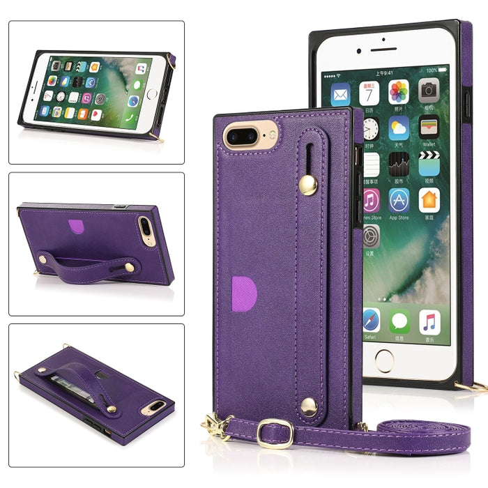 Correa de muñeca PU + TPU Estuche protector a prueba de golpes con cordón cruzado y soporte y ranura para tarjeta