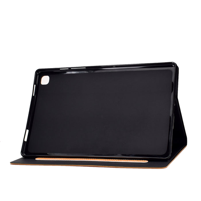 Estuche de cuero con tapa horizontal con textura de piel de vaca con soporte y ranuras para tarjetas y suspensión / activación