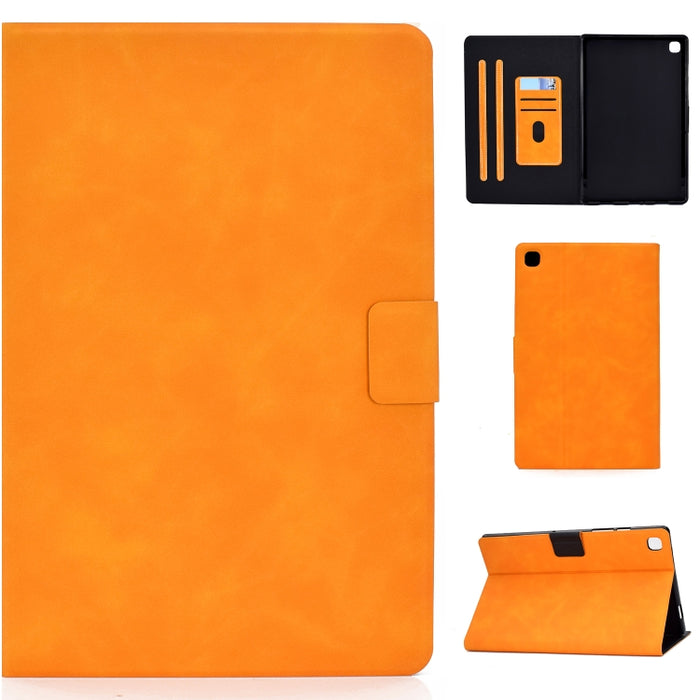 Estuche de cuero con tapa horizontal con textura de piel de vaca con soporte y ranuras para tarjetas y suspensión / activación