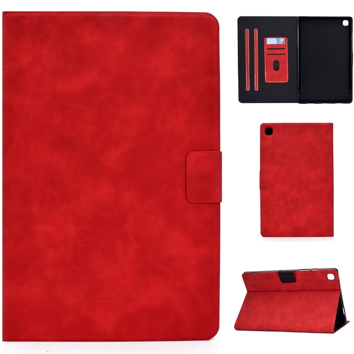 Estuche de cuero con tapa horizontal con textura de piel de vaca con soporte y ranuras para tarjetas y suspensión / activación