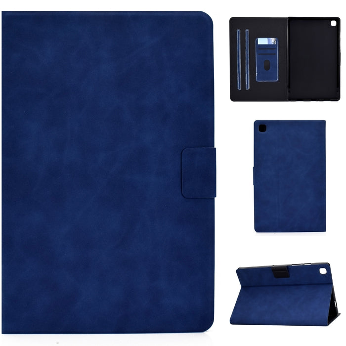 Estuche de cuero con tapa horizontal con textura de piel de vaca con soporte y ranuras para tarjetas y suspensión / activación