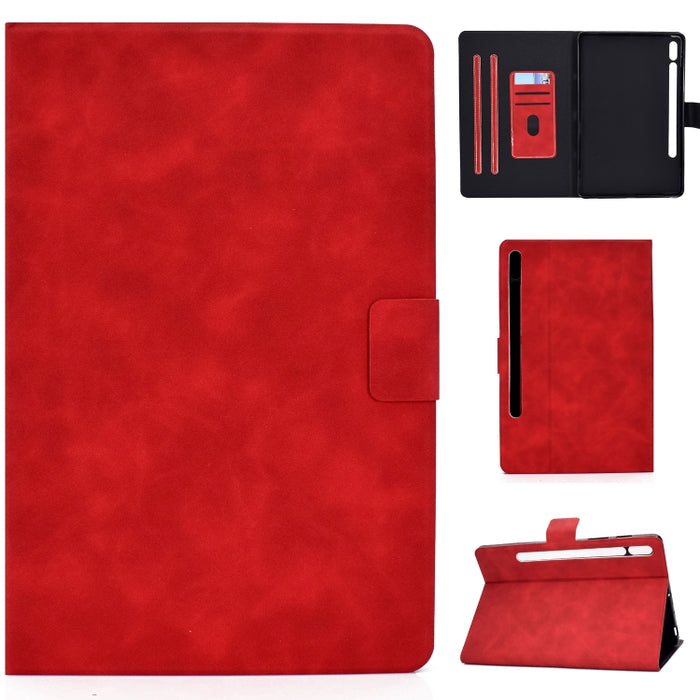 Estuche de cuero con tapa horizontal con textura de piel de vaca con soporte y ranuras para tarjetas y suspensión / activación