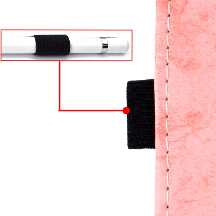 Estuche de cuero con textura de tela estilo mármol con soporte y ranura para tarjeta y ranura para bolígrafo y tira antideslizante