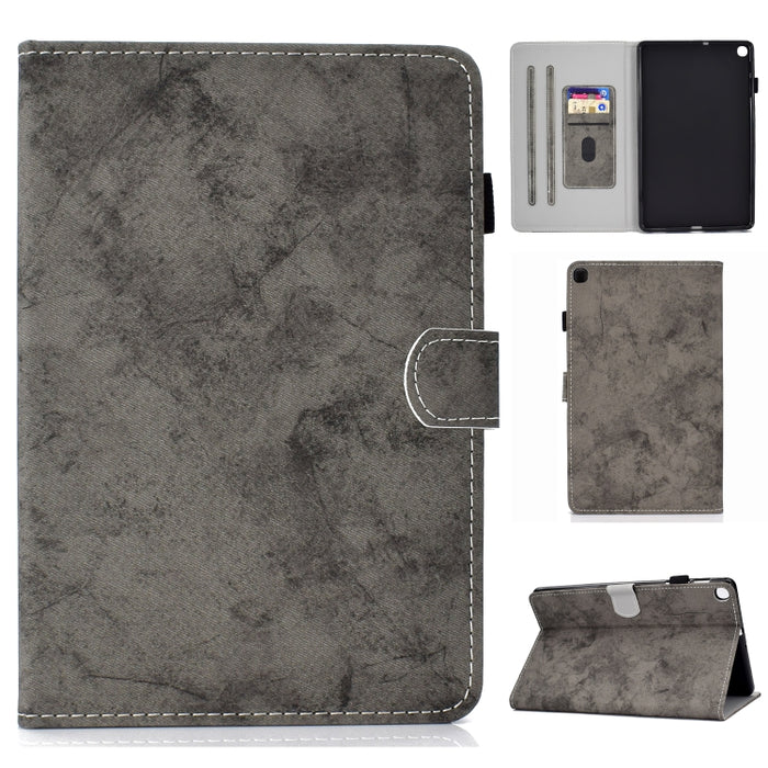 Estuche de cuero con textura de tela estilo mármol con soporte y ranura para tarjeta y ranura para bolígrafo y tira antideslizante