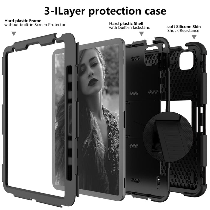 Funda protectora de silicona bicolor a prueba de golpes con soporte