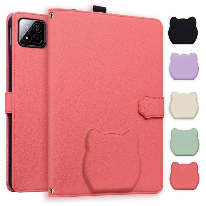 Funda para tablet de piel de lichi con tacto de piel de gato, For Xiaomi Redmi Pad 2 SE 9.7 2026, For Xiaomi Pad 8 / 8 Pro 7 / 7 Pro, For Xiaomi Redmi Pad 2 Pro / Pro / Poco Pad, For Xiaomi Redmi K Pad, For Xiaomi Redmi Pad 2, For Xiaomi Redmi Pad SE 8.7