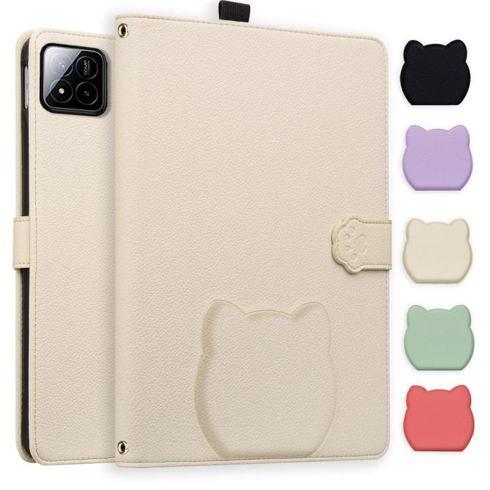 Funda para tablet de piel de lichi con tacto de piel de gato, For Xiaomi Redmi Pad 2 SE 9.7 2026, For Xiaomi Pad 8 / 8 Pro 7 / 7 Pro, For Xiaomi Redmi Pad 2 Pro / Pro / Poco Pad, For Xiaomi Redmi K Pad, For Xiaomi Redmi Pad 2, For Xiaomi Redmi Pad SE 8.7