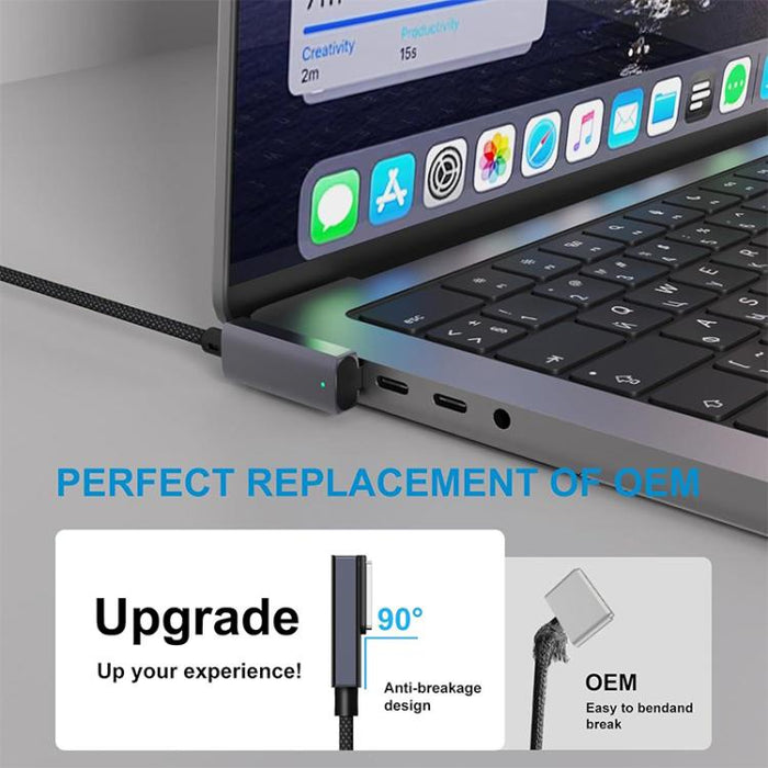 140W Type-C to Magsafe 3 Magnetic Side Bend Charging Cable, Length: 2m, Side Bend