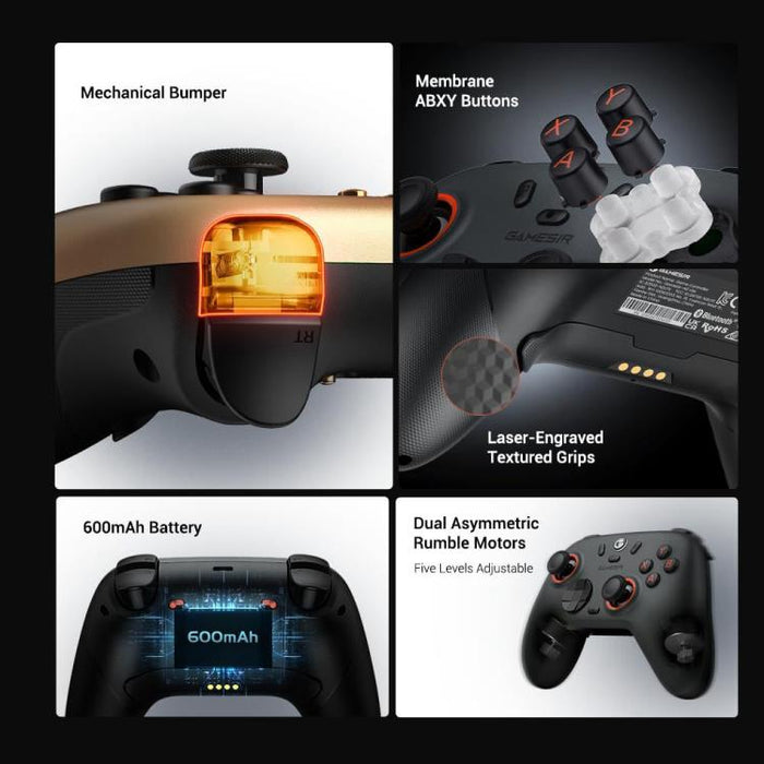 GameSir Nova 2 Lite Tri-Mode Wireless Game Controller for Switch / Steam / PC / iOS / Android, Nova 2 Lite White, Nova 2 Lite Black