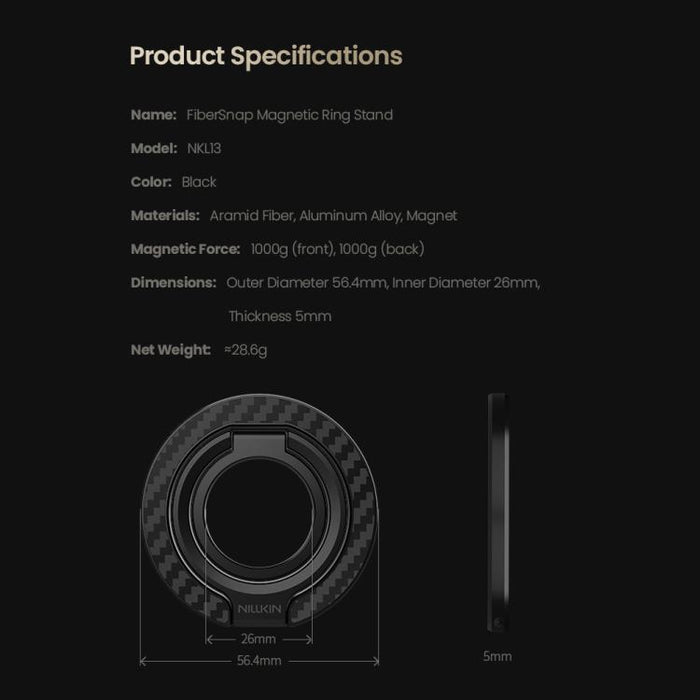 NILLKIN NKL13 FiberSnap 360 Degree Rotating Double-Sided Magnetic Finger Ring Phone Holder