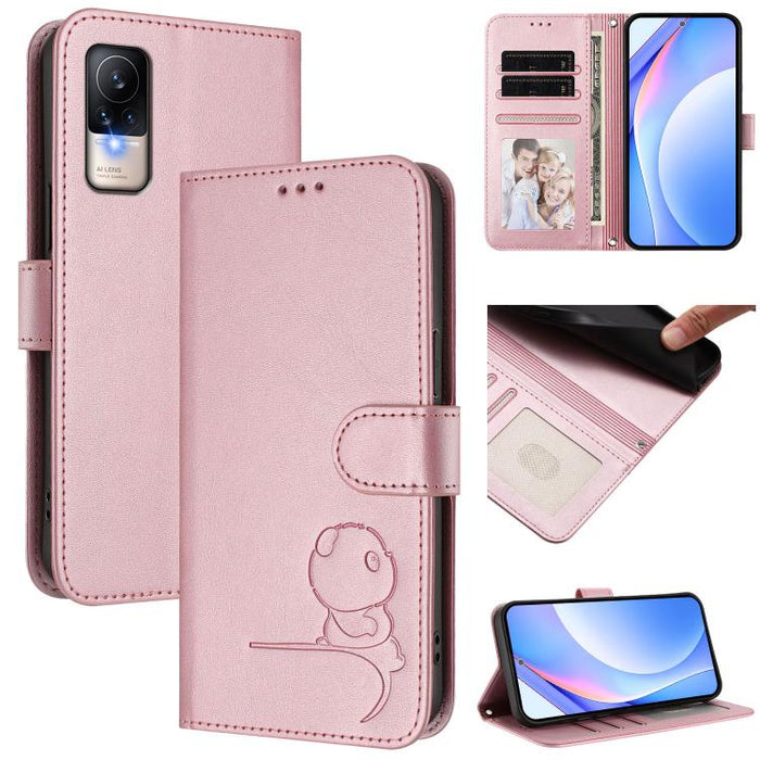 Funda de cuero RFID para teléfono con relieve de panda y cordón, For Xiaomi Poco M4 Pro 4G, For Xiaomi Poco X4 Pro 5G