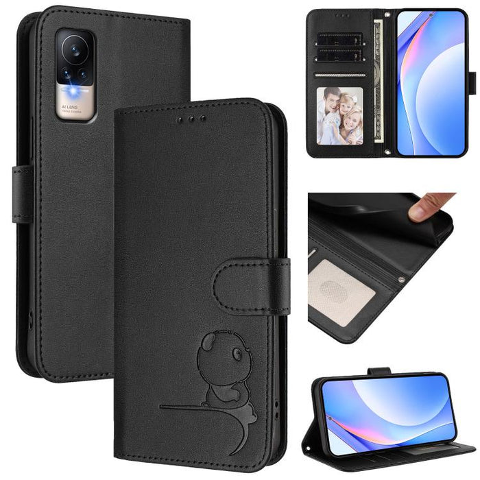 Funda de cuero RFID para teléfono con relieve de panda y cordón, For Xiaomi Poco M4 Pro 4G, For Xiaomi Poco X4 Pro 5G