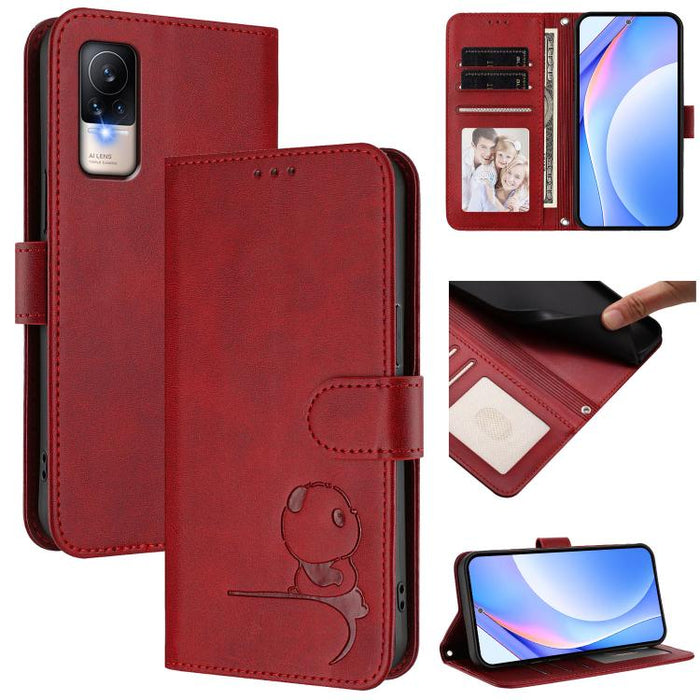 Funda de cuero RFID para teléfono con relieve de panda y cordón, For Xiaomi Poco M4 Pro 4G, For Xiaomi Poco X4 Pro 5G