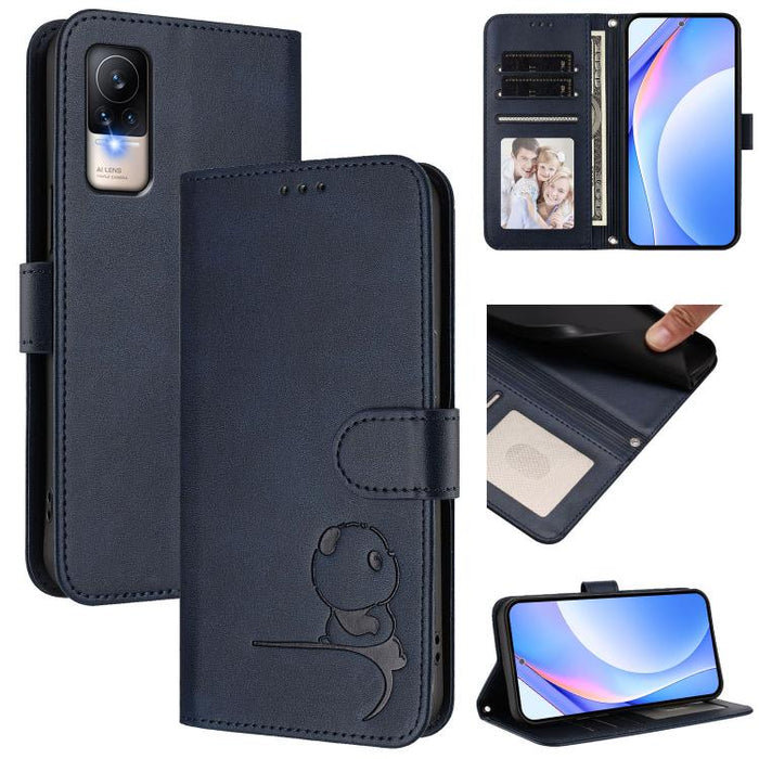 Funda de cuero RFID para teléfono con relieve de panda y cordón, For Xiaomi Poco M4 Pro 4G, For Xiaomi Poco X4 Pro 5G