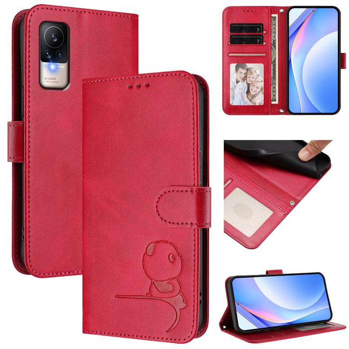 Funda de cuero RFID para teléfono con relieve de panda y cordón, For Xiaomi Poco M4 Pro 4G, For Xiaomi Poco X4 Pro 5G