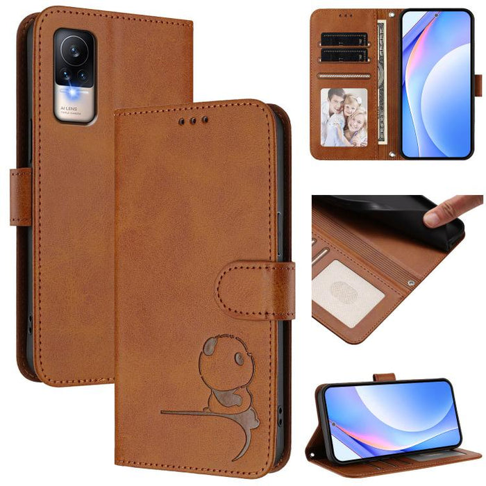 Funda de cuero RFID para teléfono con relieve de panda y cordón, For Xiaomi Poco M4 Pro 4G, For Xiaomi Poco X4 Pro 5G