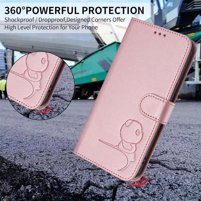 Funda de cuero RFID para teléfono con relieve de panda y cordón, For Redmi 11A / Xiaomi Poco C55, For Redmi Note 12 Pro 5G Global / India, For Redmi Note 12 5G Global / India