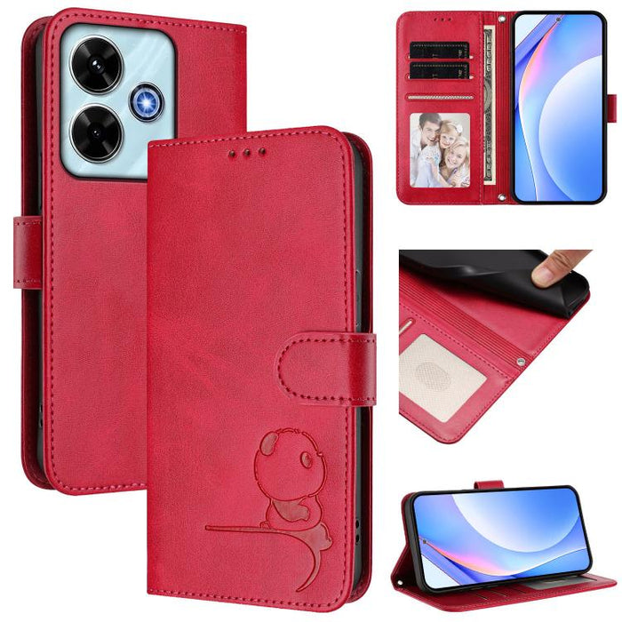 Funda de cuero RFID para teléfono con relieve de panda y cordón, For Redmi A7 Pro 171mm / Poco C85x 5G, For Redmi Turbo 5 Max / Poco X8 Pro Max, For Redmi Turbo 5 / Poco X8 Pro 5G, For Redmi Note 15 Pro+ 5G Global 163.3mm                               ...