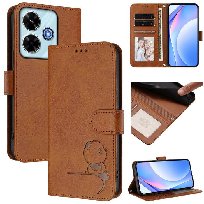 Funda de cuero RFID para teléfono con relieve de panda y cordón, For Redmi A7 Pro 171mm / Poco C85x 5G, For Redmi Turbo 5 Max / Poco X8 Pro Max, For Redmi Turbo 5 / Poco X8 Pro 5G, For Redmi Note 15 Pro+ 5G Global 163.3mm                               ...