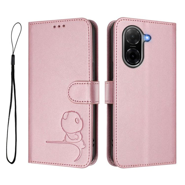 Funda de cuero RFID para teléfono con relieve de panda y cordón, For Redmi A7 Pro 171mm / Poco C85x 5G, For Redmi Turbo 5 Max / Poco X8 Pro Max, For Redmi Turbo 5 / Poco X8 Pro 5G, For Redmi Note 15 Pro+ 5G Global 163.3mm                               ...
