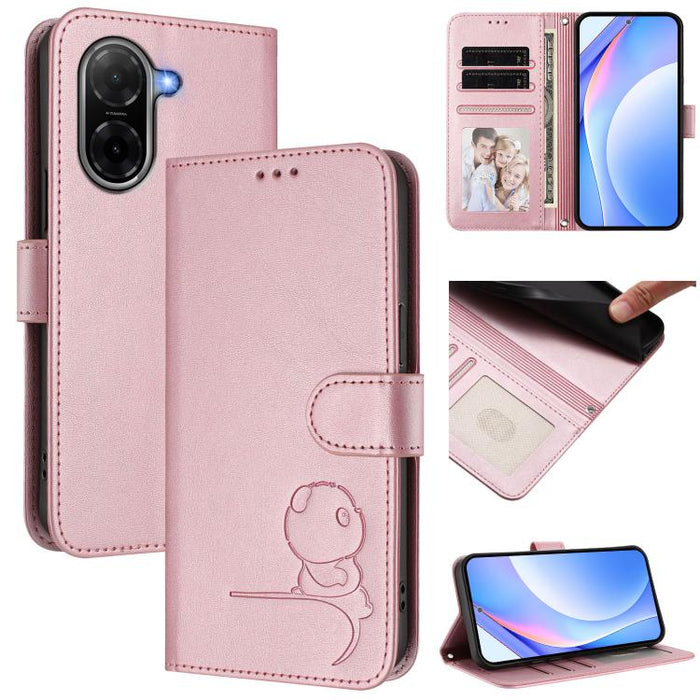 Funda de cuero RFID para teléfono con relieve de panda y cordón, For Redmi A7 Pro 171mm / Poco C85x 5G, For Redmi Turbo 5 Max / Poco X8 Pro Max, For Redmi Turbo 5 / Poco X8 Pro 5G, For Redmi Note 15 Pro+ 5G Global 163.3mm                               ...
