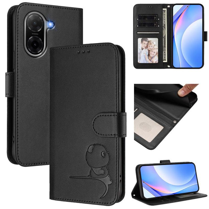 Funda de cuero RFID para teléfono con relieve de panda y cordón, For Redmi A7 Pro 171mm / Poco C85x 5G, For Redmi Turbo 5 Max / Poco X8 Pro Max, For Redmi Turbo 5 / Poco X8 Pro 5G, For Redmi Note 15 Pro+ 5G Global 163.3mm                               ...