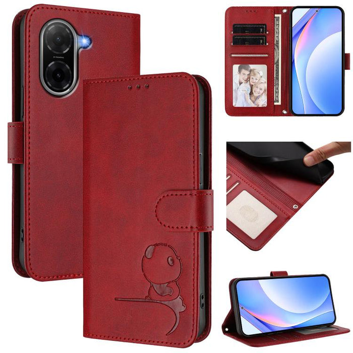 Funda de cuero RFID para teléfono con relieve de panda y cordón, For Redmi A7 Pro 171mm / Poco C85x 5G, For Redmi Turbo 5 Max / Poco X8 Pro Max, For Redmi Turbo 5 / Poco X8 Pro 5G, For Redmi Note 15 Pro+ 5G Global 163.3mm                               ...