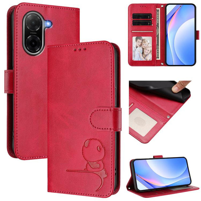 Funda de cuero RFID para teléfono con relieve de panda y cordón, For Redmi A7 Pro 171mm / Poco C85x 5G, For Redmi Turbo 5 Max / Poco X8 Pro Max, For Redmi Turbo 5 / Poco X8 Pro 5G, For Redmi Note 15 Pro+ 5G Global 163.3mm                               ...