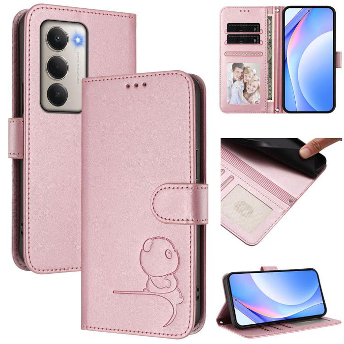 Funda de cuero RFID para teléfono con relieve de panda y cordón, For Redmi A7 Pro 171mm / Poco C85x 5G, For Redmi Turbo 5 Max / Poco X8 Pro Max, For Redmi Turbo 5 / Poco X8 Pro 5G, For Redmi Note 15 Pro+ 5G Global 163.3mm                               ...