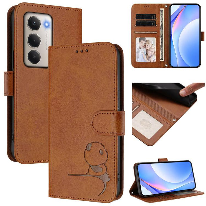Funda de cuero RFID para teléfono con relieve de panda y cordón, For Redmi A7 Pro 171mm / Poco C85x 5G, For Redmi Turbo 5 Max / Poco X8 Pro Max, For Redmi Turbo 5 / Poco X8 Pro 5G, For Redmi Note 15 Pro+ 5G Global 163.3mm                               ...