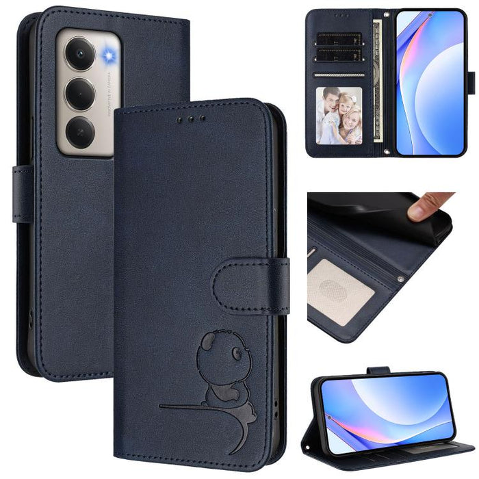 Funda de cuero RFID para teléfono con relieve de panda y cordón, For Redmi A7 Pro 171mm / Poco C85x 5G, For Redmi Turbo 5 Max / Poco X8 Pro Max, For Redmi Turbo 5 / Poco X8 Pro 5G, For Redmi Note 15 Pro+ 5G Global 163.3mm                               ...