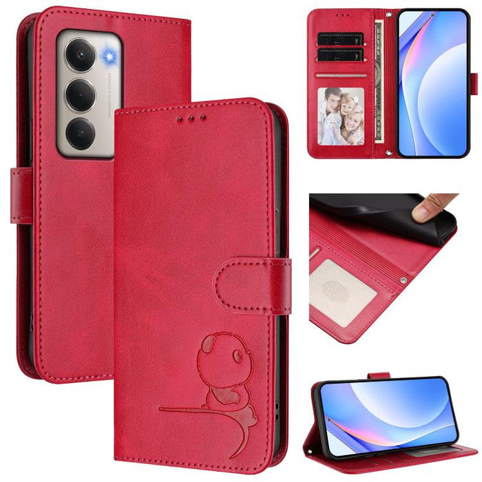Funda de cuero RFID para teléfono con relieve de panda y cordón, For Redmi A7 Pro 171mm / Poco C85x 5G, For Redmi Turbo 5 Max / Poco X8 Pro Max, For Redmi Turbo 5 / Poco X8 Pro 5G, For Redmi Note 15 Pro+ 5G Global 163.3mm                               ...