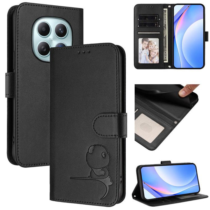 Funda de cuero RFID para teléfono con relieve de panda y cordón, For Redmi A7 Pro 171mm / Poco C85x 5G, For Redmi Turbo 5 Max / Poco X8 Pro Max, For Redmi Turbo 5 / Poco X8 Pro 5G, For Redmi Note 15 Pro+ 5G Global 163.3mm                               ...