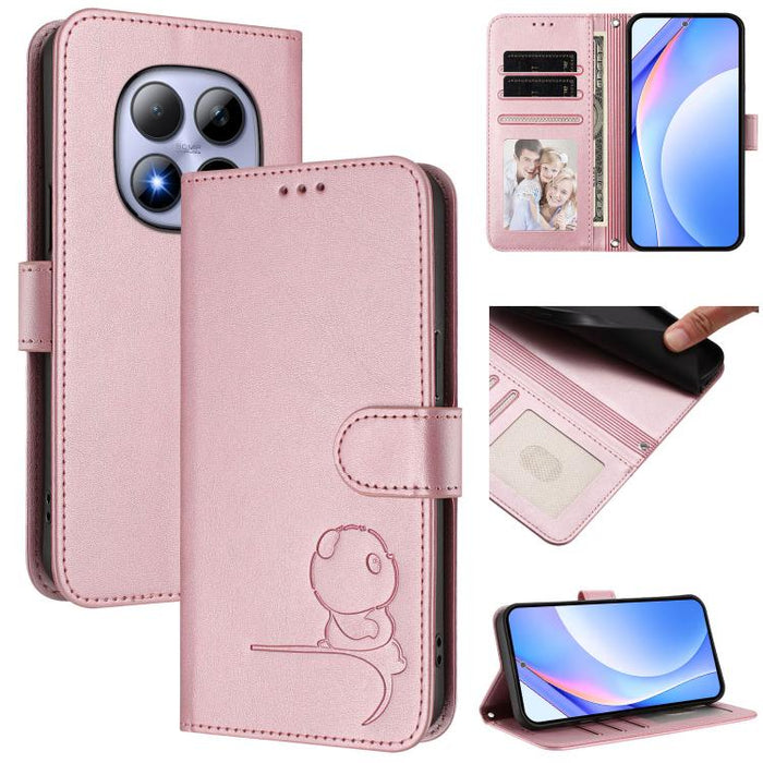 Funda de cuero RFID para teléfono con relieve de panda y cordón, For Redmi A7 Pro 171mm / Poco C85x 5G, For Redmi Turbo 5 Max / Poco X8 Pro Max, For Redmi Turbo 5 / Poco X8 Pro 5G, For Redmi Note 15 Pro+ 5G Global 163.3mm                               ...