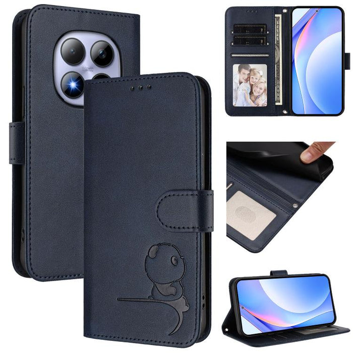 Funda de cuero RFID para teléfono con relieve de panda y cordón, For Redmi A7 Pro 171mm / Poco C85x 5G, For Redmi Turbo 5 Max / Poco X8 Pro Max, For Redmi Turbo 5 / Poco X8 Pro 5G, For Redmi Note 15 Pro+ 5G Global 163.3mm                               ...